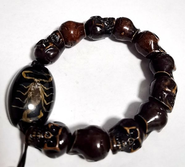 biker skull bracelet punk gothic demon ghost skeleton real scorpion bangle, Black 
biker skull bracelet punk gothic demon ghost skeleton real scorpion bangle, Black