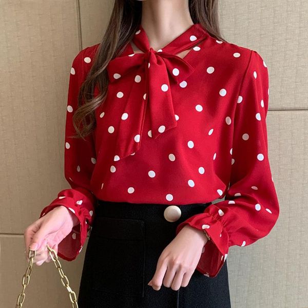 blouse women 2021 korean fashion women clothing flare sleeve polka dot bow chiffon ladies blusas female shirts 0547, White
blouse women 2021 korean fashion women clothing flare sleeve polka dot bow chiffon ladies blusas female shirts 0547, White