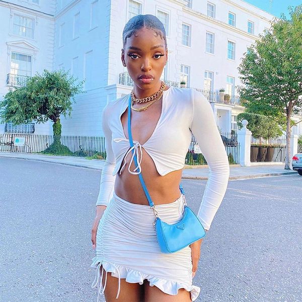 sweet cute drawstring ruched ruffles two piece set women tracksuit bandage crop and skinny mini skirts women suits, White
sweet cute drawstring ruched ruffles two piece set women tracksuit bandage crop and skinny mini skirts women suits, White