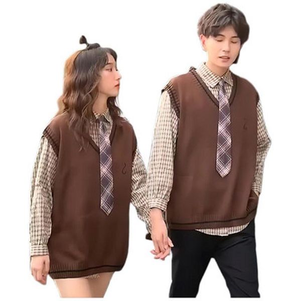 two piece dress couples 2021 100-pack knitted vest sweater women's plaid shirt two-piece set of men and class clothes, White
two piece dress couples 2021 100-pack knitted vest sweater women's plaid shirt two-piece set of men and class clothes, White