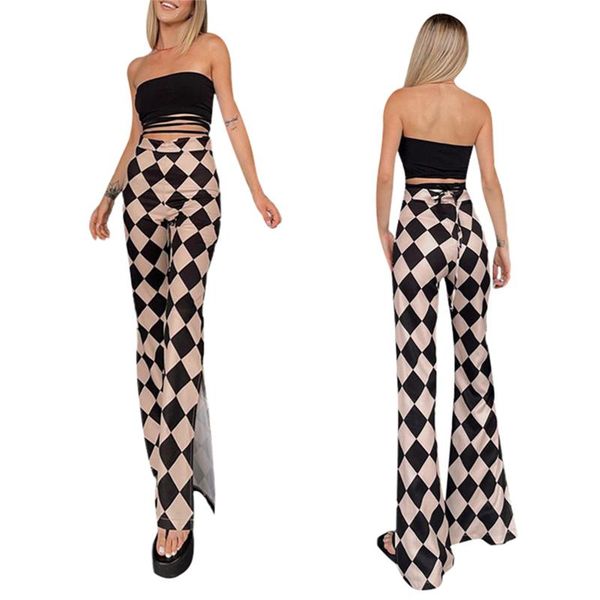 women's pants & capris fashion and leisure horn pants, girl side fork diamond print stitching pattern design, high waist, Black;white
women's pants & capris fashion and leisure horn pants, girl side fork diamond print stitching pattern design, high waist, Black;white