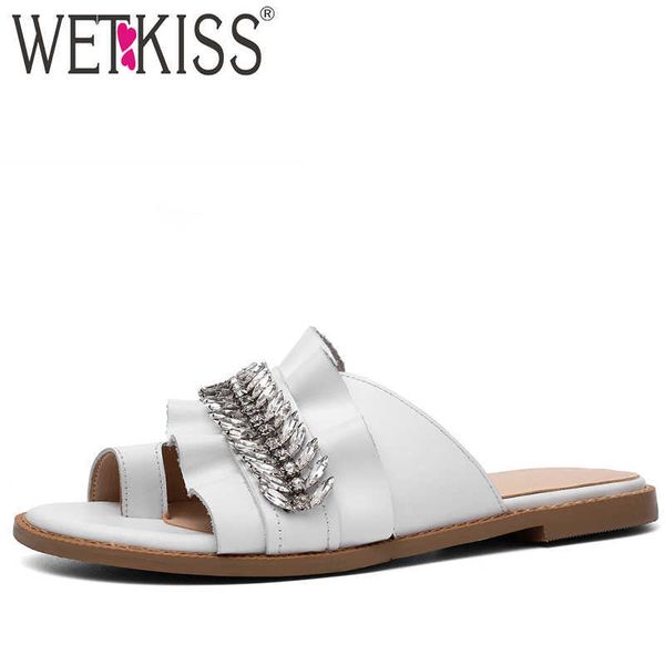 wetkiss genuine leather slippers woman women slides shoes flip flop mules shoes summer crystal flat slides shoes white 210630, Black
wetkiss genuine leather slippers woman women slides shoes flip flop mules shoes summer crystal flat slides shoes white 210630, Black