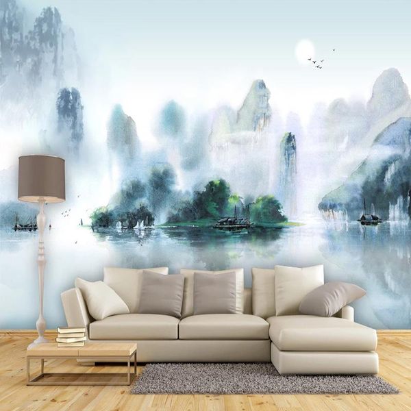 

wallpapers chinese style ink landscape mural wallpaper 3d living room bedroom background wall decor papel de parede sala art papers