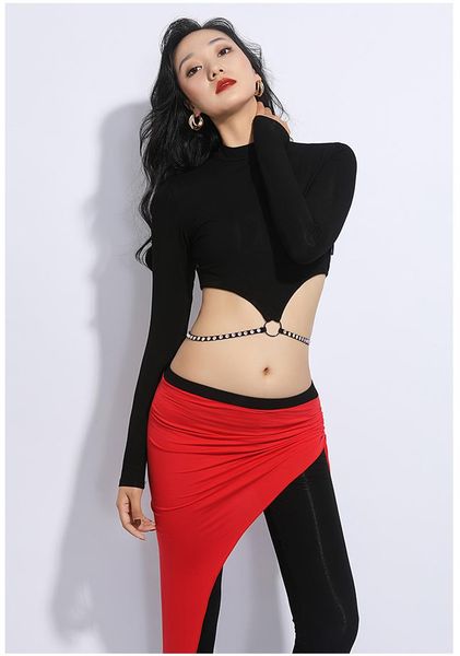 stage wear belly dance suit training dress women's fashion contrast color drill chain pants, Black;red
stage wear belly dance suit training dress women's fashion contrast color drill chain pants, Black;red