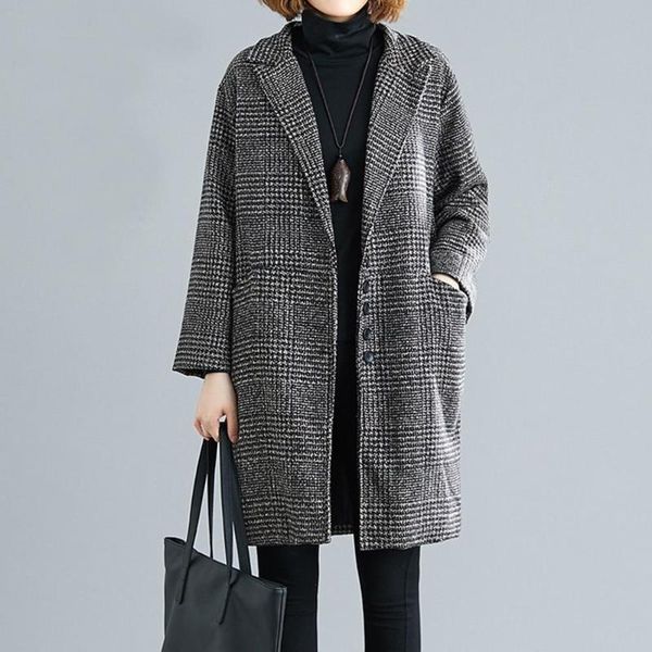 women's wool & blends 2021 coat women plus size winter fashion elegant plaid lapel cashmere woolen abrigos mujer invierno, Black
women's wool & blends 2021 coat women plus size winter fashion elegant plaid lapel cashmere woolen abrigos mujer invierno, Black