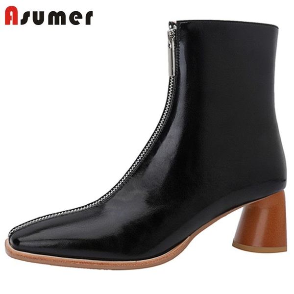 boots asumer 2022 ankle fashion zipper women winter claasic simple genuine leather comfortable casual unique modern, Black 
boots asumer 2022 ankle fashion zipper women winter claasic simple genuine leather comfortable casual unique modern, Black