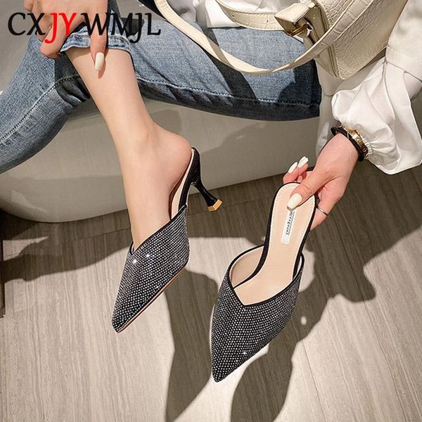 slippers cxjywmjl 2021 women summer ladies bling shoes fashion baotou flip flops british style pu pointed mules slipper, Black
slippers cxjywmjl 2021 women summer ladies bling shoes fashion baotou flip flops british style pu pointed mules slipper, Black