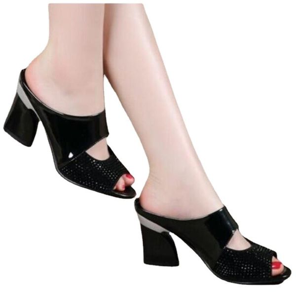 slippers for women 2021 summer mid heel peep-toe mother chunky sandals patent leather rhinestone, Black
slippers for women 2021 summer mid heel peep-toe mother chunky sandals patent leather rhinestone, Black