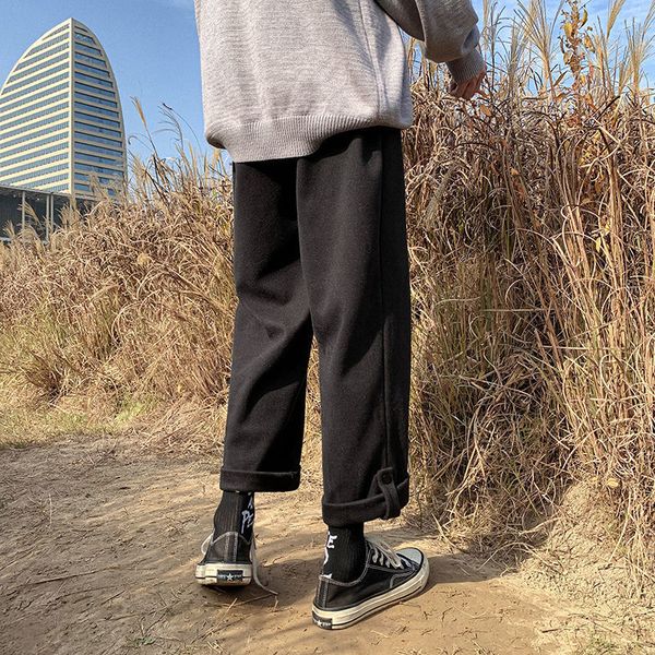 2021 autumn winter woolen men's fashion solid color casual wide-leg pants men streetwear straight trousers mens ycrf, Black
2021 autumn winter woolen men's fashion solid color casual wide-leg pants men streetwear straight trousers mens ycrf, Black