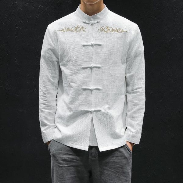 men's dress shirts spring and autumn large linen embroidery shirt chinese style retro cotton disc button long sleeve, White;black
men's dress shirts spring and autumn large linen embroidery shirt chinese style retro cotton disc button long sleeve, White;black