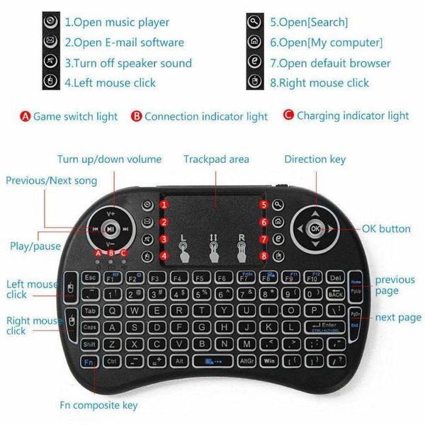 dry power version i8 keyboard mini wireless 2.4g wireless backlit air mouse touch flying computer keyboard n7g6
dry power version i8 keyboard mini wireless 2.4g wireless backlit air mouse touch flying computer keyboard n7g6