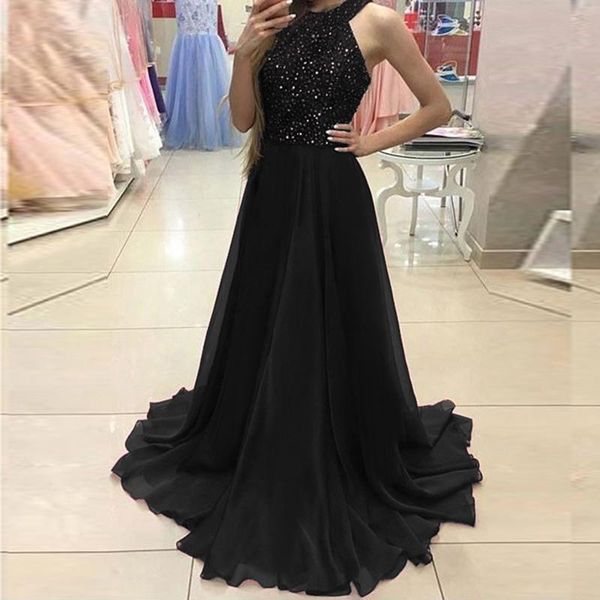 casual dresses 2021 elegant long maxi mesh women halter sequined dress vestidos summer party backless, Black;gray
casual dresses 2021 elegant long maxi mesh women halter sequined dress vestidos summer party backless, Black;gray