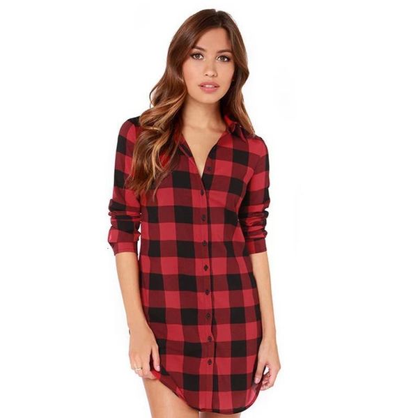 bkmgc women blouses fall new red and black plaid shirt women cotton casual long sleeve shirt long clothes, White
bkmgc women blouses fall new red and black plaid shirt women cotton casual long sleeve shirt long clothes, White