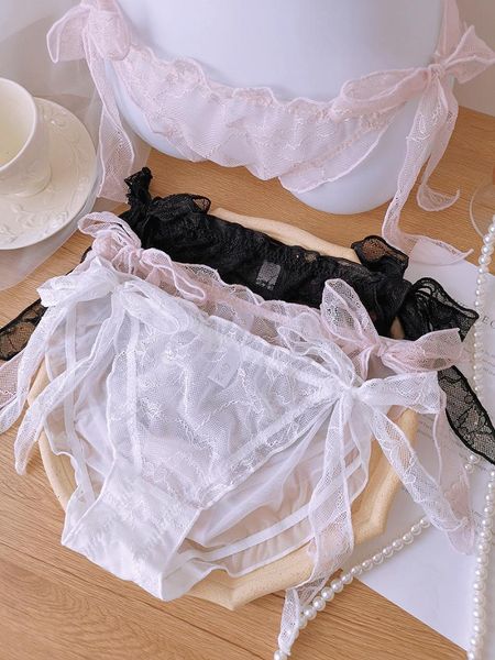 women's panties women's lace see-through mesh low waist briefs bow underwear, Black;pink
women's panties women's lace see-through mesh low waist briefs bow underwear, Black;pink