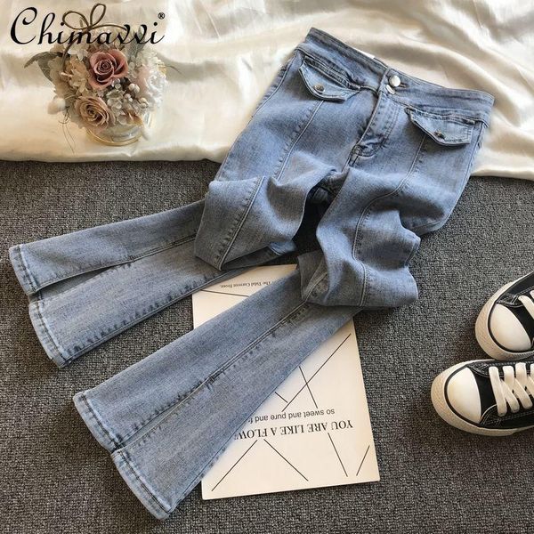 women's jeans 2021 spring vintage korean style high waist slim denim women clothing cotton elastic slit long flare pants, Blue
women's jeans 2021 spring vintage korean style high waist slim denim women clothing cotton elastic slit long flare pants, Blue