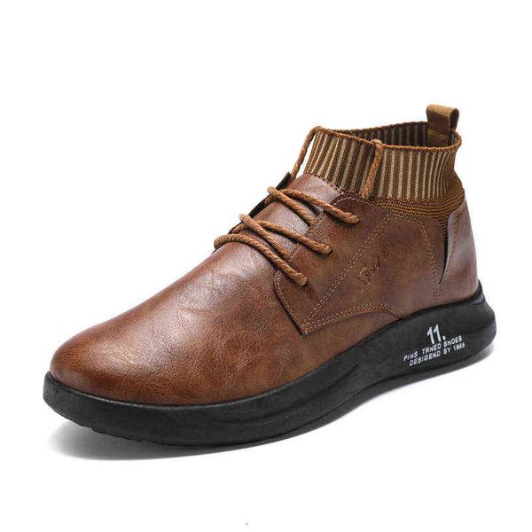 autumn men's leather shoes 2021 sock mouth casual fashion trendy upper medium high gang, Black
autumn men's leather shoes 2021 sock mouth casual fashion trendy upper medium high gang, Black