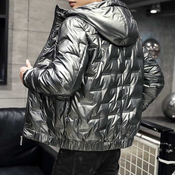 light and bright face down jacket men's fashion brand white duck down 2020 winter short silver coat trend handsome hoodie, Black
light and bright face down jacket men's fashion brand white duck down 2020 winter short silver coat trend handsome hoodie, Black