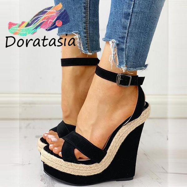 sandals doratasia ins women straw heel buckle high heels summer shoes party platform wedges, Black
sandals doratasia ins women straw heel buckle high heels summer shoes party platform wedges, Black