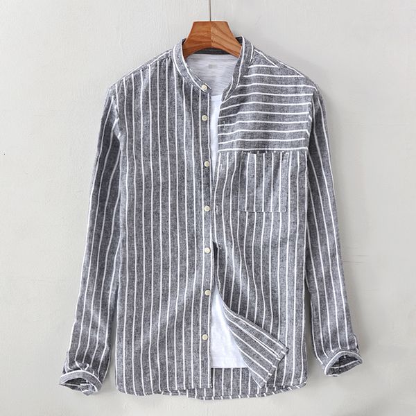 2021 new men's striped cotton stand collar long-sleeved linen black stripes shirt mens autumn fashion clothing chemise g9eu, White
2021 new men's striped cotton stand collar long-sleeved linen black stripes shirt mens autumn fashion clothing chemise g9eu, White