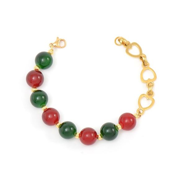 beaded, strands tengtengfit candy series 8mm red & green glass beads, 14k gold plated heart shaped paperclip link chain bracelet, Black
beaded, strands tengtengfit candy series 8mm red & green glass beads, 14k gold plated heart shaped paperclip link chain bracelet, Black