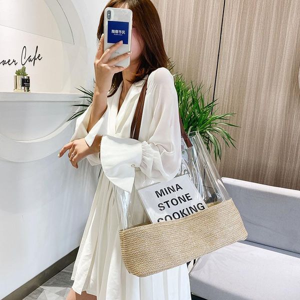 evening bags fashion women's transparent pvc+straw shoulder summer woven beach handbag designer large capacity female tote bag purse
evening bags fashion women's transparent pvc+straw shoulder summer woven beach handbag designer large capacity female tote bag purse