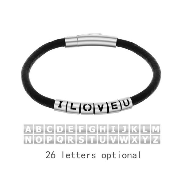 charm bracelets polishedplus customized leather bracelet for men hollow letter engrave name id tag dad father's day gift, Golden;silver
charm bracelets polishedplus customized leather bracelet for men hollow letter engrave name id tag dad father's day gift, Golden;silver