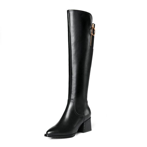 boots genuine leather women knee high winter warm riding brand plus size female chunky heels dancing shoes woman, Black
boots genuine leather women knee high winter warm riding brand plus size female chunky heels dancing shoes woman, Black