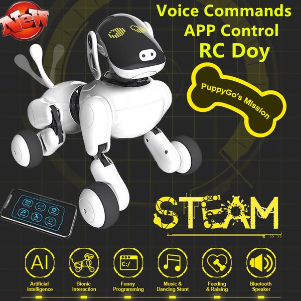Wireless Remote Control Smart RC Robot Dog Voice Command APP Control Bluetooth Connection Touch Sensor Programming Bionic Toy, White
Wireless Remote Control Smart RC Robot Dog Voice Command APP Control Bluetooth Connection Touch Sensor Programming Bionic Toy, White