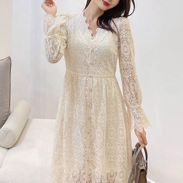 casual dresses high end french vintage lace dress one piece midi elegant lady ruffles v neck party dating robe vestido renda, Black;gray
casual dresses high end french vintage lace dress one piece midi elegant lady ruffles v neck party dating robe vestido renda, Black;gray