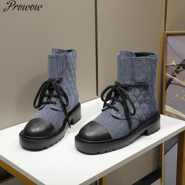 boots prowow denim jeans designer winter lace up platform comfortable ankle shoes women zapatos mujer, Black
boots prowow denim jeans designer winter lace up platform comfortable ankle shoes women zapatos mujer, Black