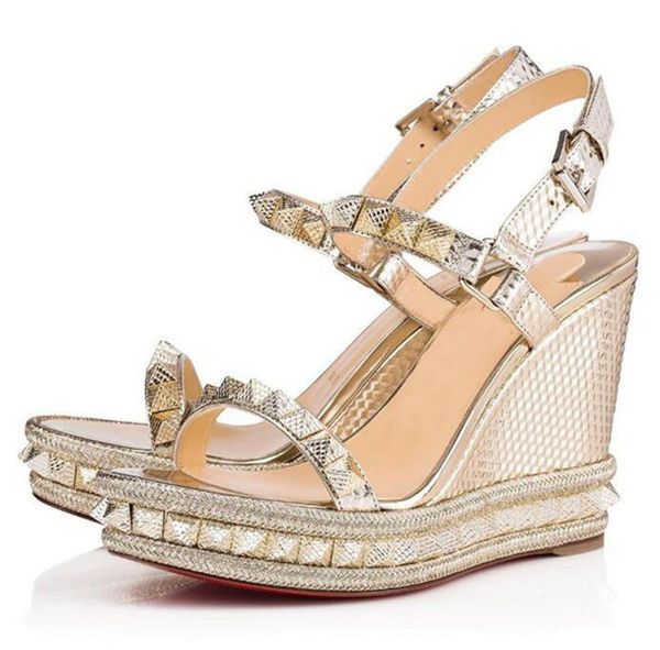elegant studs red bottom pyraclou wedges sandals for women lady high heels luxury designer walking ankle strap women's shoes, Black
elegant studs red bottom pyraclou wedges sandals for women lady high heels luxury designer walking ankle strap women's shoes, Black