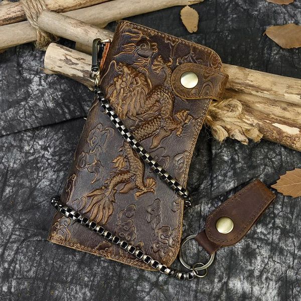 wallets men vintage crazy horse leather chain wallet genuine bifold long snap card holder tiger dragon coin pocket purse, Red;black
wallets men vintage crazy horse leather chain wallet genuine bifold long snap card holder tiger dragon coin pocket purse, Red;black