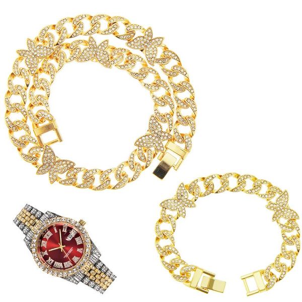 chains hip hop 3pcs kit 12mm iced out paved rhinestones full miami curb butterfly cuban cz necklace+watch+bracelet for men jewelry, Silver
chains hip hop 3pcs kit 12mm iced out paved rhinestones full miami curb butterfly cuban cz necklace+watch+bracelet for men jewelry, Silver