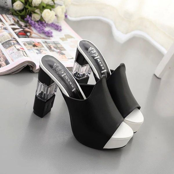 sandals square heel high heels women summer pumps platform open toe ladies shoes, Black
sandals square heel high heels women summer pumps platform open toe ladies shoes, Black