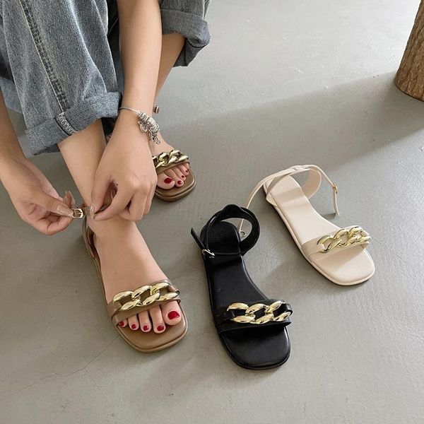 dress shoes metal chain word with open toe flat sandals women summer 2021 simple soft bottom roman ladies, Black
dress shoes metal chain word with open toe flat sandals women summer 2021 simple soft bottom roman ladies, Black