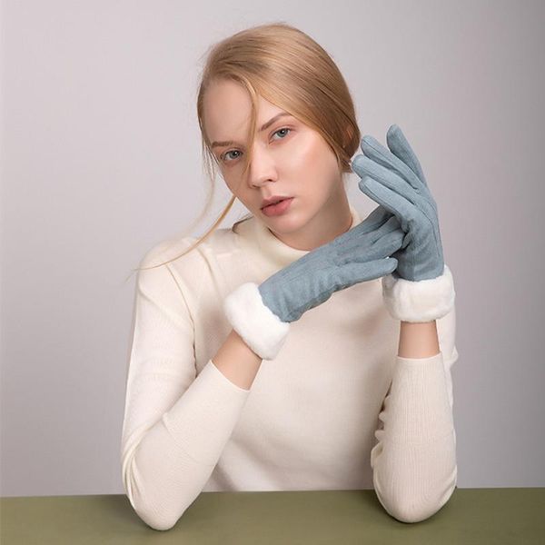 five fingers gloves three-rib women' autumn and winter touch screen fleece warm suede student cycling driving thickened, Blue;gray
five fingers gloves three-rib women' autumn and winter touch screen fleece warm suede student cycling driving thickened, Blue;gray