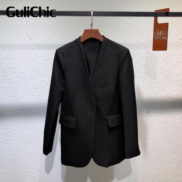 women's suits & blazers 7.17 gulichic office lady embroidery casual temperament single button black blazer women, White;black
women's suits & blazers 7.17 gulichic office lady embroidery casual temperament single button black blazer women, White;black