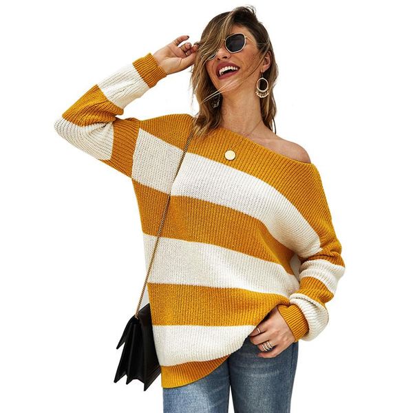 women's sweaters sktsuuc knitted pullover casual color striped sweater ladies 2021 long sleeve o neck autumn for women, White;black
women's sweaters sktsuuc knitted pullover casual color striped sweater ladies 2021 long sleeve o neck autumn for women, White;black