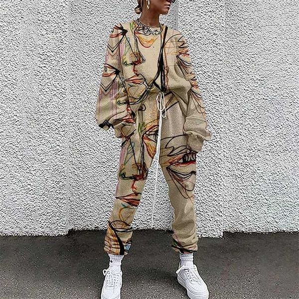 women tracksuit two piece pullovers cloting long sleeve tie-dye print female and elastic waist pants slim casual streetwear 210930, White
women tracksuit two piece pullovers cloting long sleeve tie-dye print female and elastic waist pants slim casual streetwear 210930, White