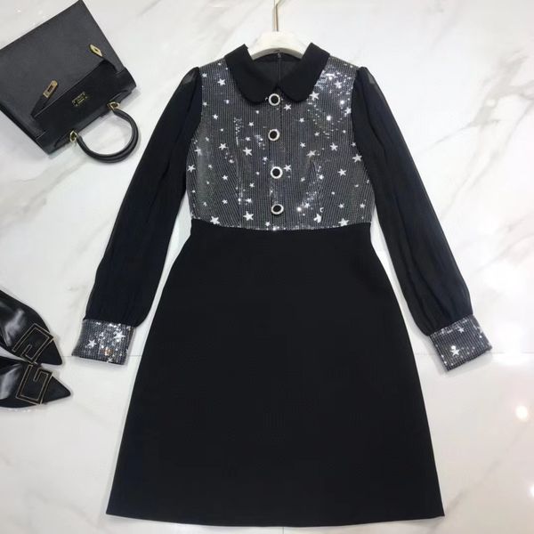 213 xl 2021 spring summer a line same style dress womens clothes lapel neck sequins flora print weilan, Black
213 xl 2021 spring summer a line same style dress womens clothes lapel neck sequins flora print weilan, Black