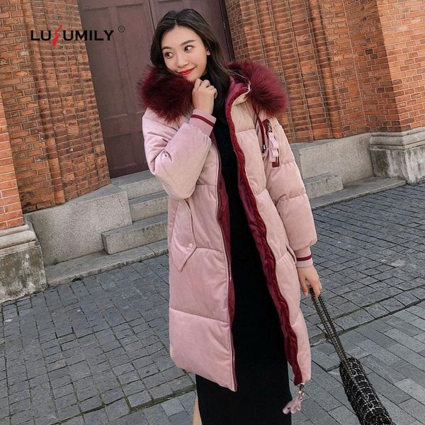 lusumily new winter jacket women long parkas large fur collar hooded velvet coat plus size 3xl warm cotton wadded outwear, Black
lusumily new winter jacket women long parkas large fur collar hooded velvet coat plus size 3xl warm cotton wadded outwear, Black