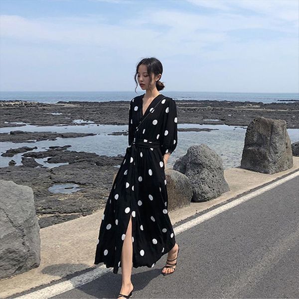 fashion polka dot boho long women dresses party empire sundress sleeve beach casual half, Black;gray
fashion polka dot boho long women dresses party empire sundress sleeve beach casual half, Black;gray