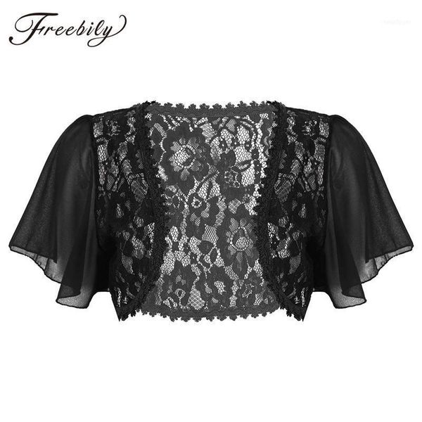 bolero women black white 2021 lace elegant ladies shrug short bell sleeve cropped jacket for wedding evening prom1, Black;brown
bolero women black white 2021 lace elegant ladies shrug short bell sleeve cropped jacket for wedding evening prom1, Black;brown