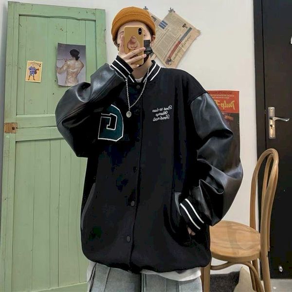 women's jackets baseball jacket men leather long-sleeved black cardigan vintage stitch coat spring autumn loose korean motorcycle women, Black;brown
women's jackets baseball jacket men leather long-sleeved black cardigan vintage stitch coat spring autumn loose korean motorcycle women, Black;brown