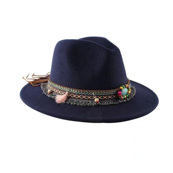 wide brim hats men and women solid color autumn winter retro felt tweed panama hat with buckle ethnic jazz decoration, Blue;gray
wide brim hats men and women solid color autumn winter retro felt tweed panama hat with buckle ethnic jazz decoration, Blue;gray