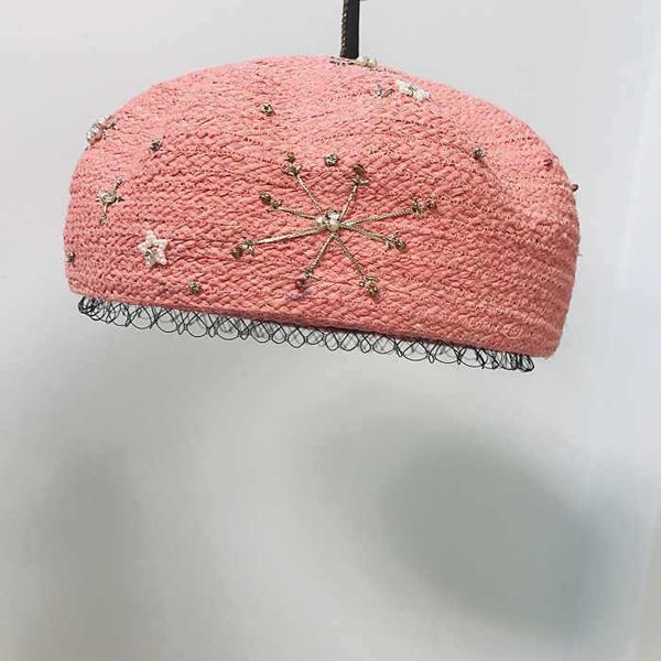 berets spring summer raffia hand-embroidered beads small tail female retro beret painter hat mesh beach straw, Blue;gray
berets spring summer raffia hand-embroidered beads small tail female retro beret painter hat mesh beach straw, Blue;gray