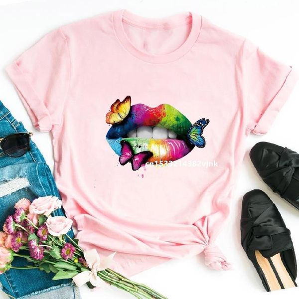 women colorful lips butterflies harajuk print t-shirt 2021 summer fashion short sleeved t-shirt girl drop ship, White
women colorful lips butterflies harajuk print t-shirt 2021 summer fashion short sleeved t-shirt girl drop ship, White