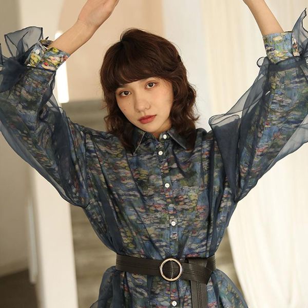 women's blouses & shirts loose french style vintage oil painting womens and mesh splice elegant fashion shirt minority spring 2021 dmy, White
women's blouses & shirts loose french style vintage oil painting womens and mesh splice elegant fashion shirt minority spring 2021 dmy, White