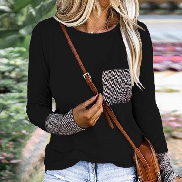 women's t-shirt patchwork casual fashion woman shirt long sleeve autumn 2021 pocket loose tee 5xl est solid tshirts women, White
women's t-shirt patchwork casual fashion woman shirt long sleeve autumn 2021 pocket loose tee 5xl est solid tshirts women, White