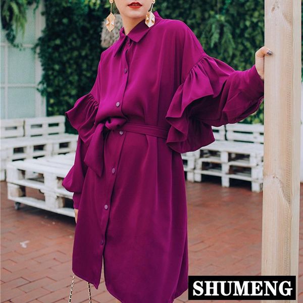 casual dresses rose red lapel long sleeve ruffled single-breasted loose woman dress fashion 2021 spring and autumn lady's shirt, Black;gray
casual dresses rose red lapel long sleeve ruffled single-breasted loose woman dress fashion 2021 spring and autumn lady's shirt, Black;gray